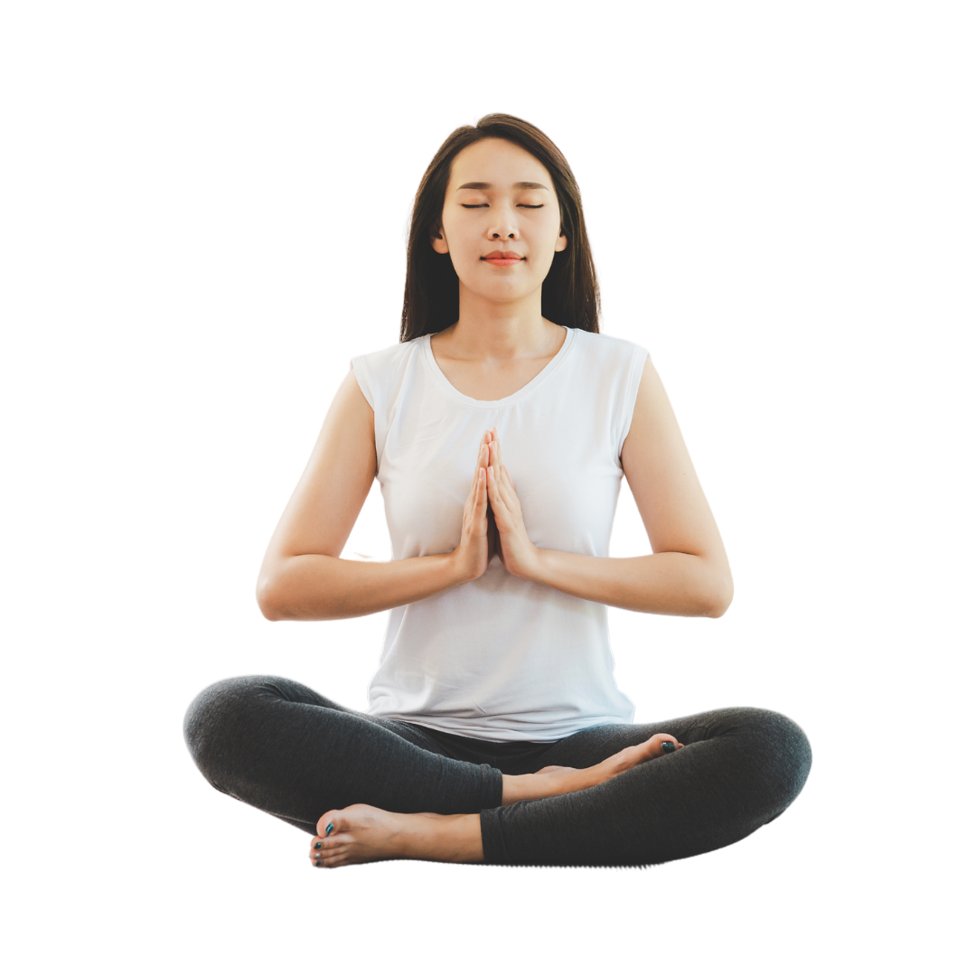 Woman in black and white yoga clothes performing a yoga pose on the Forward Motion Yoga website.